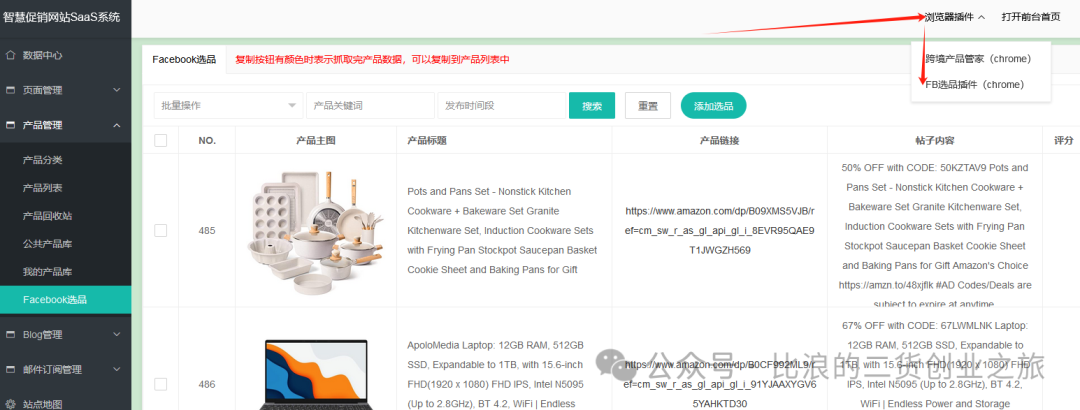 在别人选品基础上用Facebook选品插件获取数据二次选品