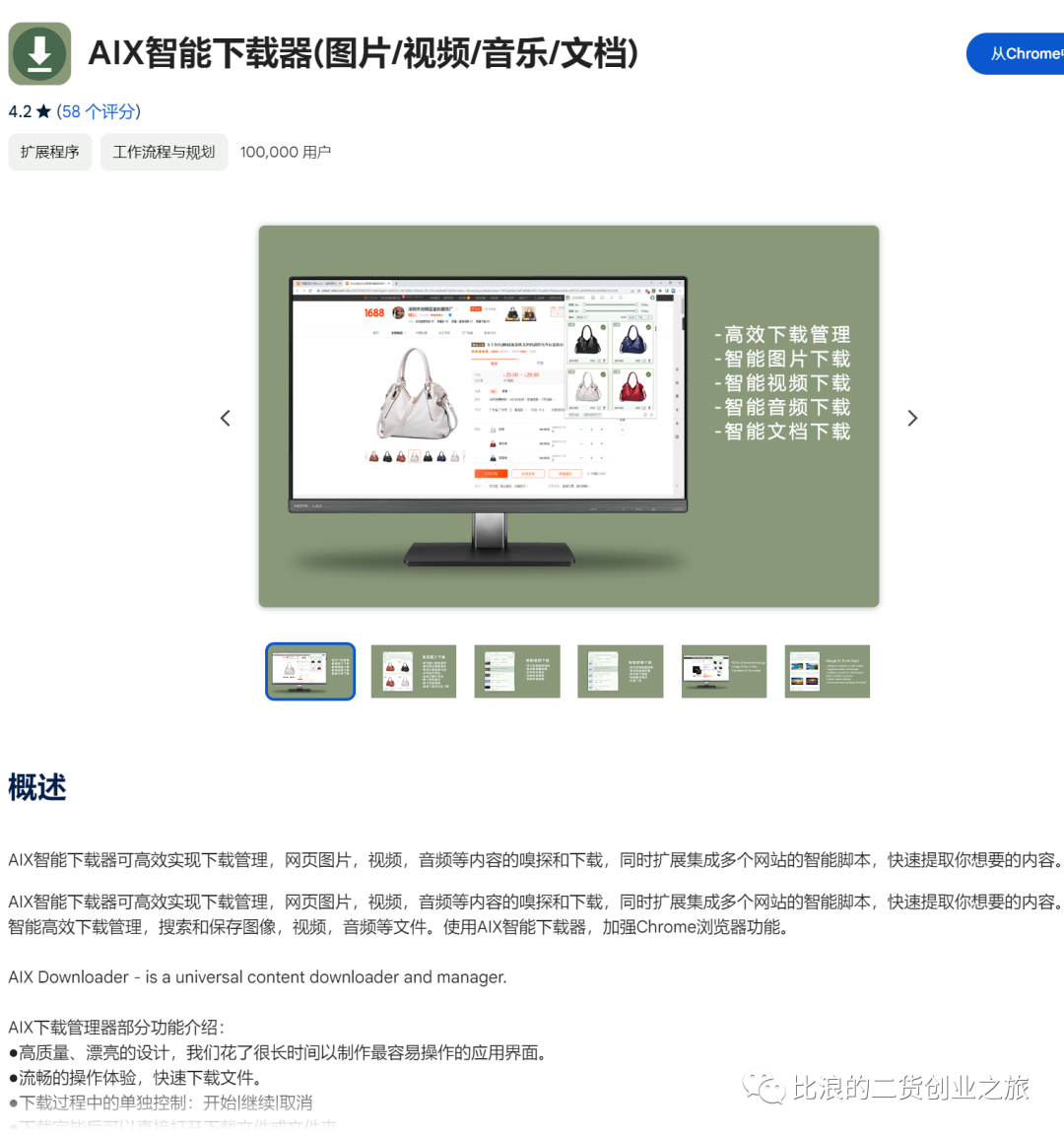 简单快捷一键下载海外电商、社媒网站里的图片等内容